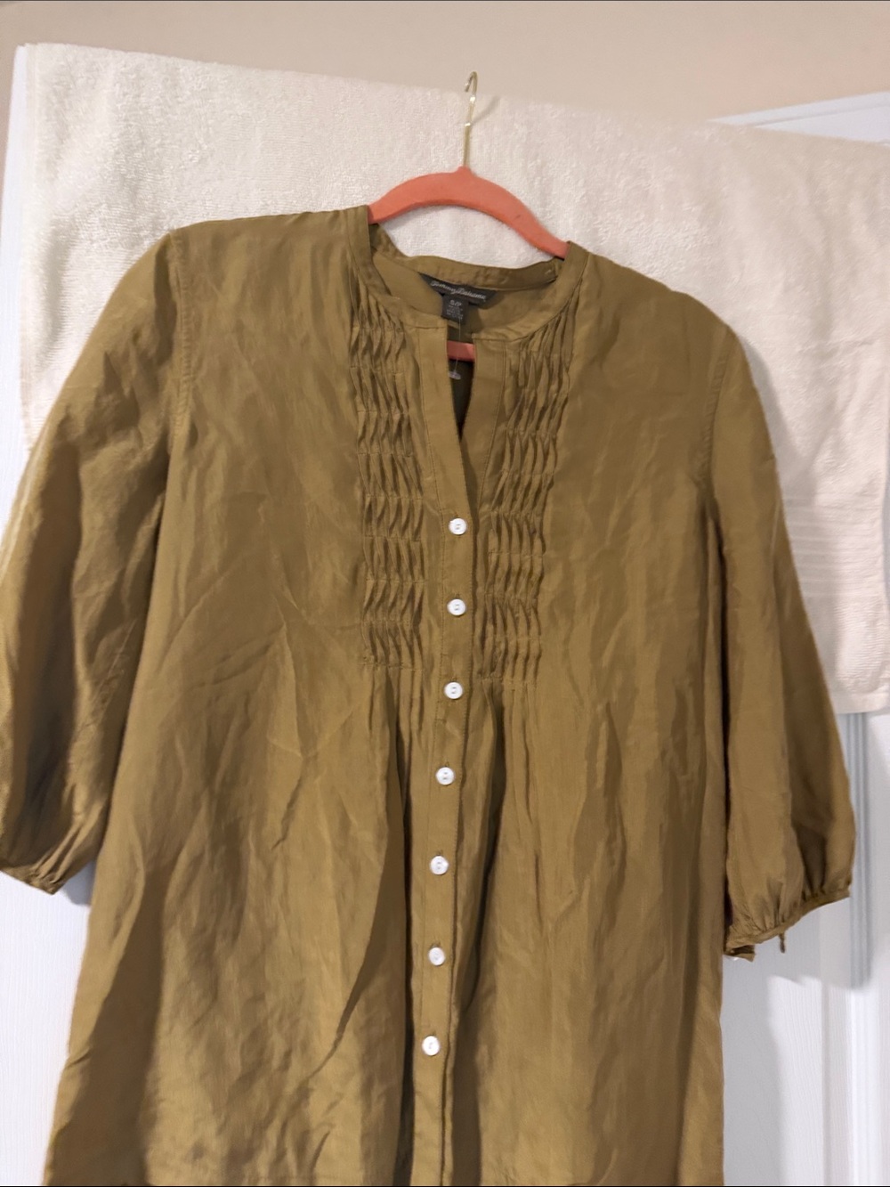 Women's Olive Green Button-Front Tunic Top
